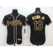 MLB Atlanta Braves #13 Ronald Acuna Jr. Black Gold 2020 Nike Flexbase Jersey