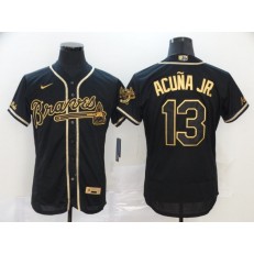 MLB Atlanta Braves #13 Ronald Acuna Jr. Black Gold 2020 Nike Flexbase Jersey