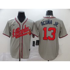 MLB Atlanta Braves #13 Ronald Acuna Jr. Gray 2020 Nike Cool Base Jersey