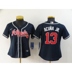 MLB Atlanta Braves #13 Ronald Acuna Jr. Nave Women 2020 Nike Cool Base Jersey