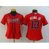 MLB Atlanta Braves #13 Ronald Acuna Jr. Red Women 2020 Nike Cool Base Jersey