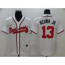 MLB Atlanta Braves #13 Ronald Acuna Jr. White 2020 Nike Cool Base Jersey