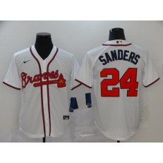 MLB Atlanta Braves #24 Deion Sanders White 2020 Nike Cool Base Jersey