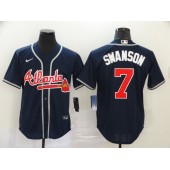 MLB Atlanta Braves #7 Dansby Swanson Navy 2020 Nike Cool Base Jersey