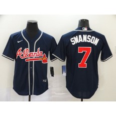 MLB Atlanta Braves #7 Dansby Swanson Navy 2020 Nike Cool Base Jersey