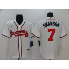 MLB Atlanta Braves #7 Dansby Swanson White 2020 Nike Cool Base Jersey (1)