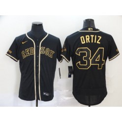 MLB Boston Red Sox #34 David Ortiz Black Gold 2020 Nike Flexbase Jersey