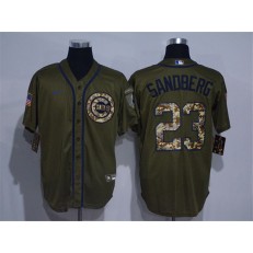 MLB Chicago Cubs #23 Ryne Sandberg Olive 2020 Nike Cool Base Jersey