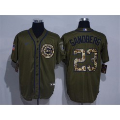 MLB Chicago Cubs #23 Ryne Sandberg Olive 2020 Nike Cool Base Jersey