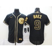 MLB Chicago Cubs #9 Javier Baez Black Gold Nike Flexbase Jersey