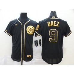 MLB Chicago Cubs #9 Javier Baez Black Gold Nike Flexbase Jersey