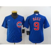 MLB Chicago Cubs #9 Javier Baez Royal Youth 2020 Nike Cool Base Jersey
