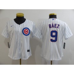 MLB Chicago Cubs #9 Javier Baez White Women 2020 Nike Cool Base Jersey