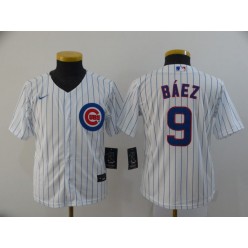 MLB Chicago Cubs #9 Javier Baez White Youth 2020 Nike Cool Base Jersey