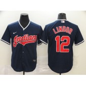 MLB Cleveland Indians #12 Francisco Lindor Black 2020 Nike Cool Base Jersey