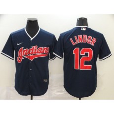 MLB Cleveland Indians #12 Francisco Lindor Black 2020 Nike Cool Base Jersey