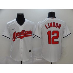 MLB Cleveland Indians #12 Francisco Lindor White 2020 Nike Cool Base Jersey