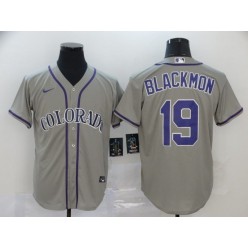 MLB Colorado Rockies #19 Charlie Blackmon Gray 2020 Nike Cool Base Jersey