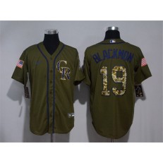 MLB Colorado Rockies #19 Charlie Blackmon Olive 2020 Nike Cool Base Jersey