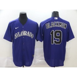 MLB Colorado Rockies #19 Charlie Blackmon Purple 2020 Nike Cool Base Jersey