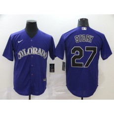 MLB Colorado Rockies #27 Trevor Story Purple 2020 Nike Cool Base Jersey