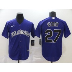 MLB Colorado Rockies #27 Trevor Story Purple 2020 Nike Cool Base Jersey