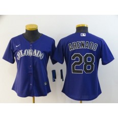 MLB Colorado Rockies #28 Nolan Arenado Purple Women 2020 Nike Cool Base Jersey