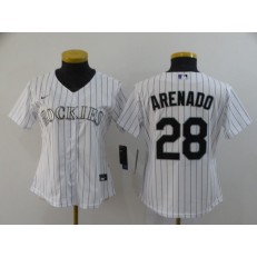 MLB Colorado Rockies #28 Nolan Arenado White Women 2020 Nike Cool Base Jersey