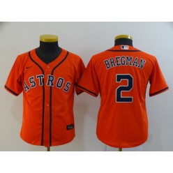 MLB Houston Astros 2 Alex Bregman Orange Youth 2020 Nike Cool Base Jersey