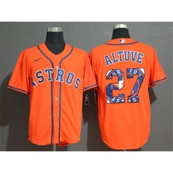 MLB Houston Astros 27 Jose Altuve Orange 2020 Nike Cool Base Fashion Jersey