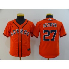 MLB Houston Astros 27 Jose Altuve Orange Youth 2020 Nike Cool Base Jersey