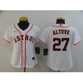 MLB Houston Astros 27 Jose Altuve White Women 2020 Nike Cool Base Jersey