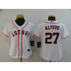 MLB Houston Astros 27 Jose Altuve White Women 2020 Nike Cool Base Jersey