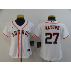 MLB Houston Astros 27 Jose Altuve White Women 2020 Nike Cool Base Jersey