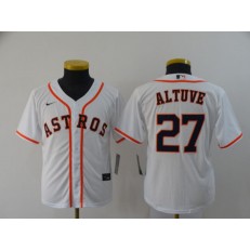 MLB Houston Astros 27 Jose Altuve White Youth 2020 Nike Cool Base Jersey