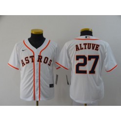MLB Houston Astros 27 Jose Altuve White Youth 2020 Nike Cool Base Jersey