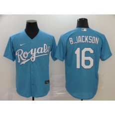 MLB Kansas City Royals 16 Bo Jackson Blue 2020 Nike Cool Base Jersey