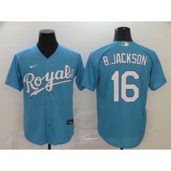 MLB Kansas City Royals 16 Bo Jackson Blue 2020 Nike Cool Base Jersey