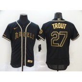 MLB Los Angeles Angels 27 Mike Trout Black Gold 2020 Nike Flexbase Jersey
