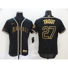 MLB Los Angeles Angels 27 Mike Trout Black Gold 2020 Nike Flexbase Jersey