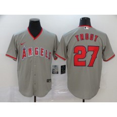 MLB Los Angeles Angels 27 Mike Trout Gray 2020 Nike Cool Base Jersey