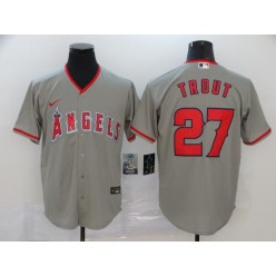 MLB Los Angeles Angels 27 Mike Trout Gray 2020 Nike Cool Base Jersey