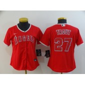 MLB Los Angeles Angels 27 Mike Trout Red Women 2020 Nike Cool Base Jersey
