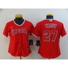 MLB Los Angeles Angels 27 Mike Trout Red Women 2020 Nike Cool Base Jersey