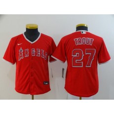 MLB Los Angeles Angels 27 Mike Trout Red Youth 2020 Nike Cool Base Jersey