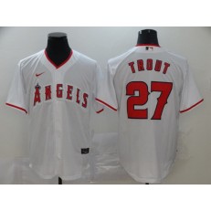 MLB Los Angeles Angels 27 Mike Trout White 2020 Nike Cool Base Jersey