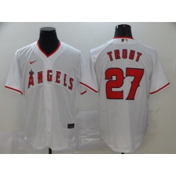 MLB Los Angeles Angels 27 Mike Trout White 2020 Nike Cool Base Jersey