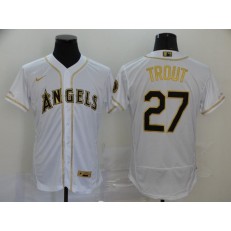 MLB Los Angeles Angels 27 Mike Trout White Gold 2020 Nike Flexbase Jersey