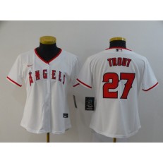 MLB Los Angeles Angels 27 Mike Trout White Women 2020 Nike Cool Base Jersey