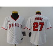 MLB Los Angeles Angels 27 Mike Trout White Youth 2020 Nike Cool Base Jersey